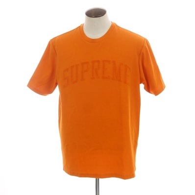 【中古】シュプリーム Supreme 2019年秋冬 Chenille Arc Logo S/S Top コットンポリ 半袖Tシャツ オレンジ【サイズL】【メンズ】