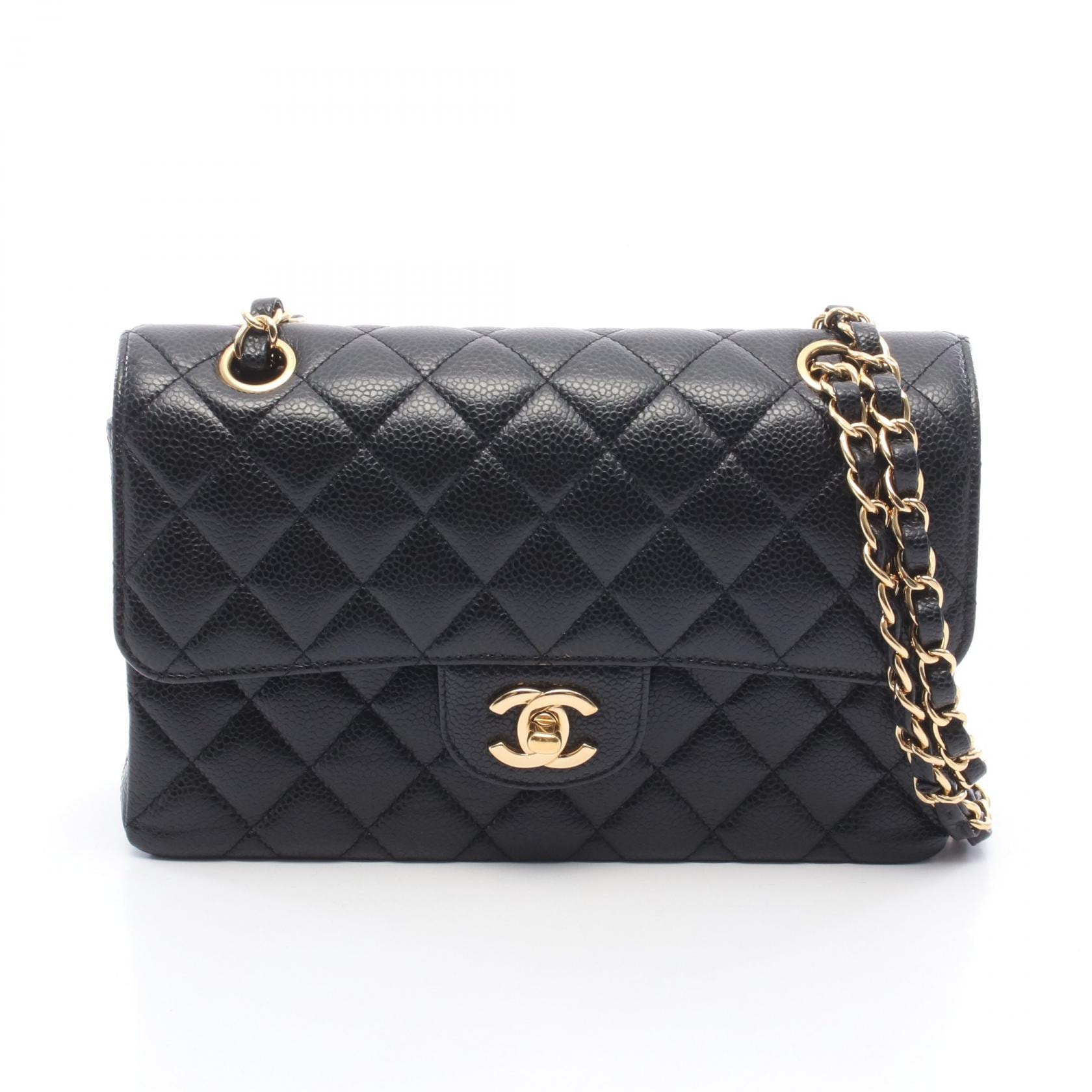 シャネル CHANEL マトラッセ Wフラップ ショルダーバッグ バッグ キャビアスキン(グレインドカーフ) レディース ブラック系 【中古】