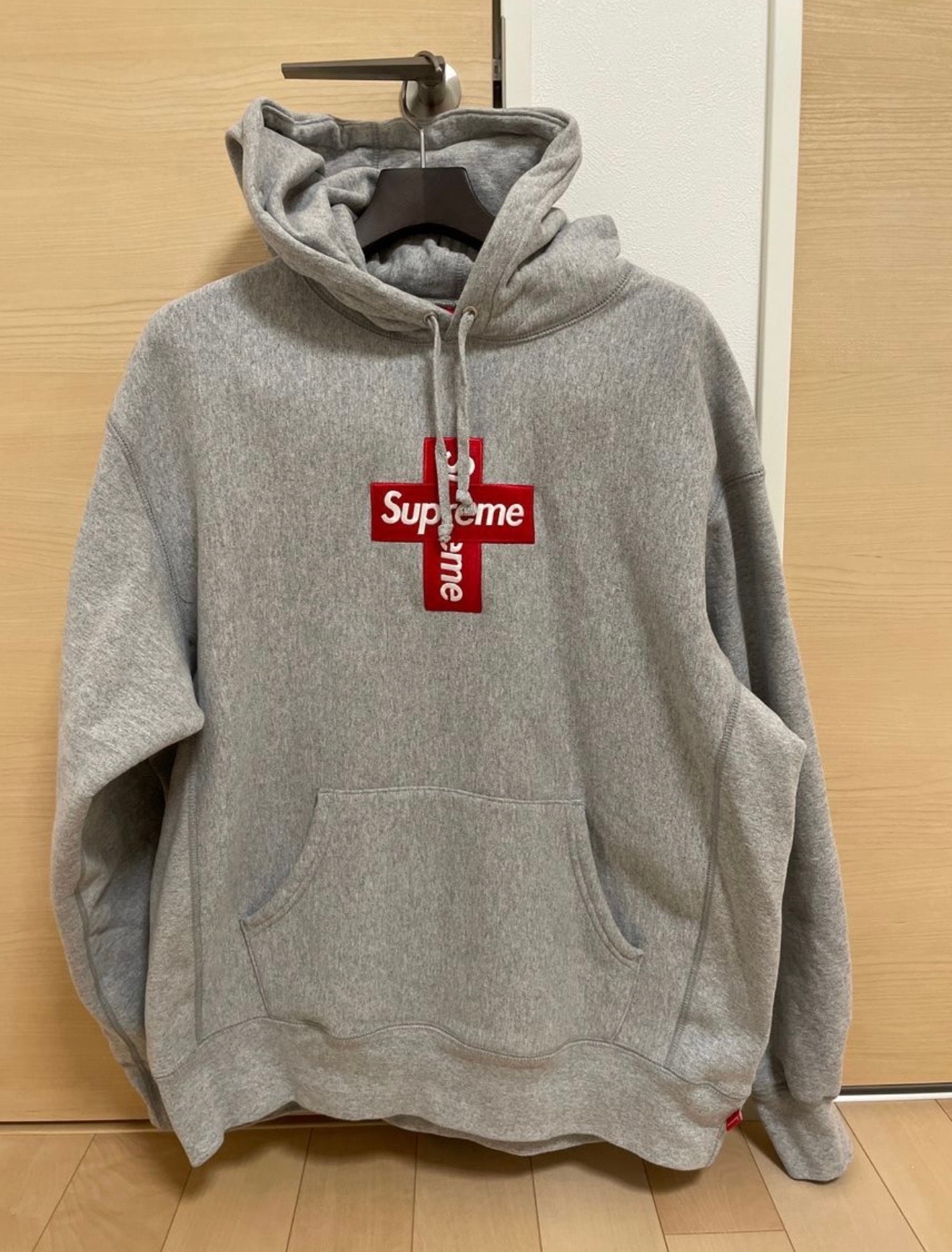 Supreme Cross Box Logo Hooded Sweatshirt "Grey"
