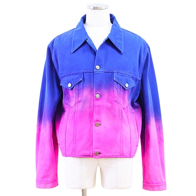 新品同様 ルイ・ヴィトン 2022SS トラッカー コットンキャンバス グラデーション ジャケット メンズ ブルー ピンク 52 LOUIS VUITTON