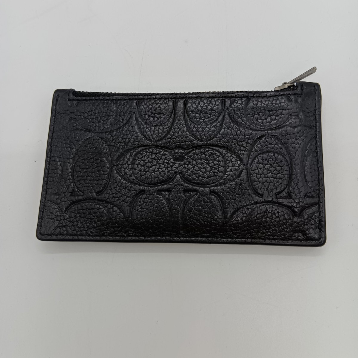 COACH コーチ ジップ カードケース シグネチャー レザー CH744 ブラック