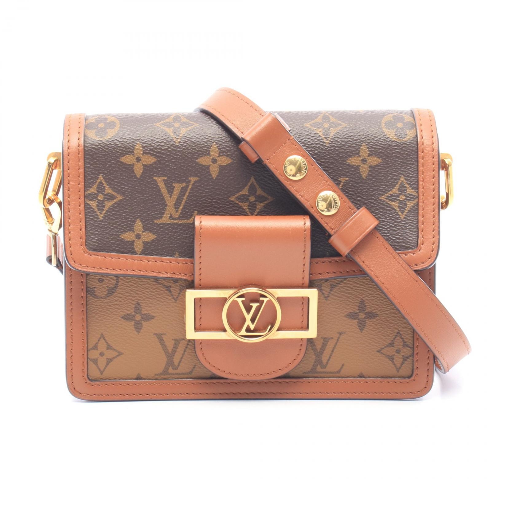 ルイ・ヴィトン LOUIS VUITTON ドーフィーヌ MINI モノグラムリバース ショルダーバッグ バッグ PVCコーティングキャンバス レザー ベージュ レディース ブラウン系 / ベージュ系 M44580 【中古】