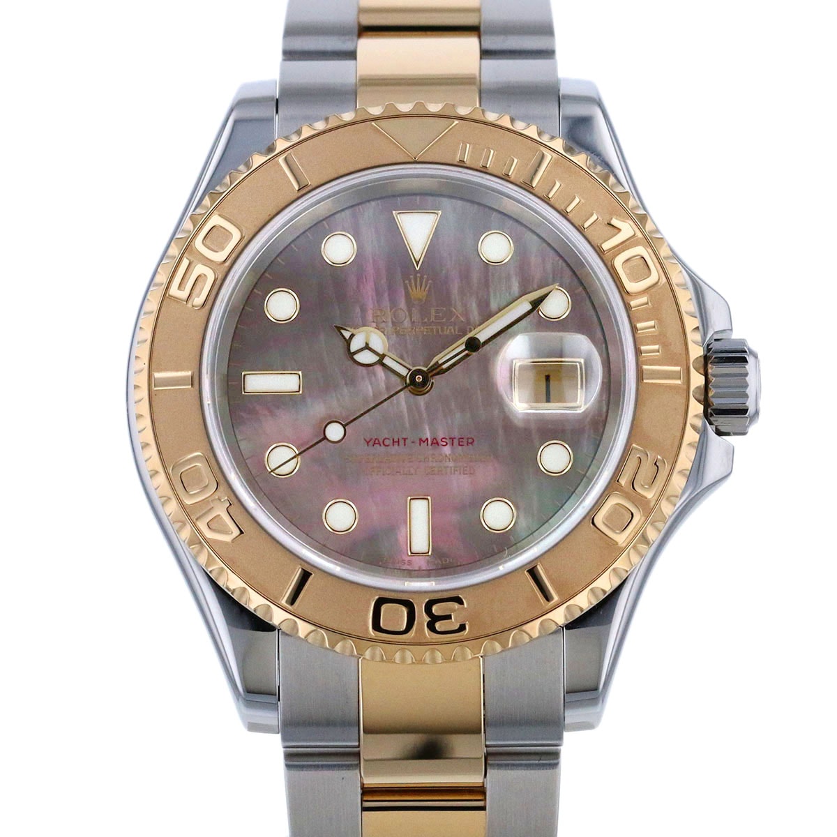 ROLEX ロレックス ヨットマスター ブラックシェル 腕時計 16623NC ステンレススチール K18イエローゴールド MOP シルバー ゴールド ブラック メンズ【中古】