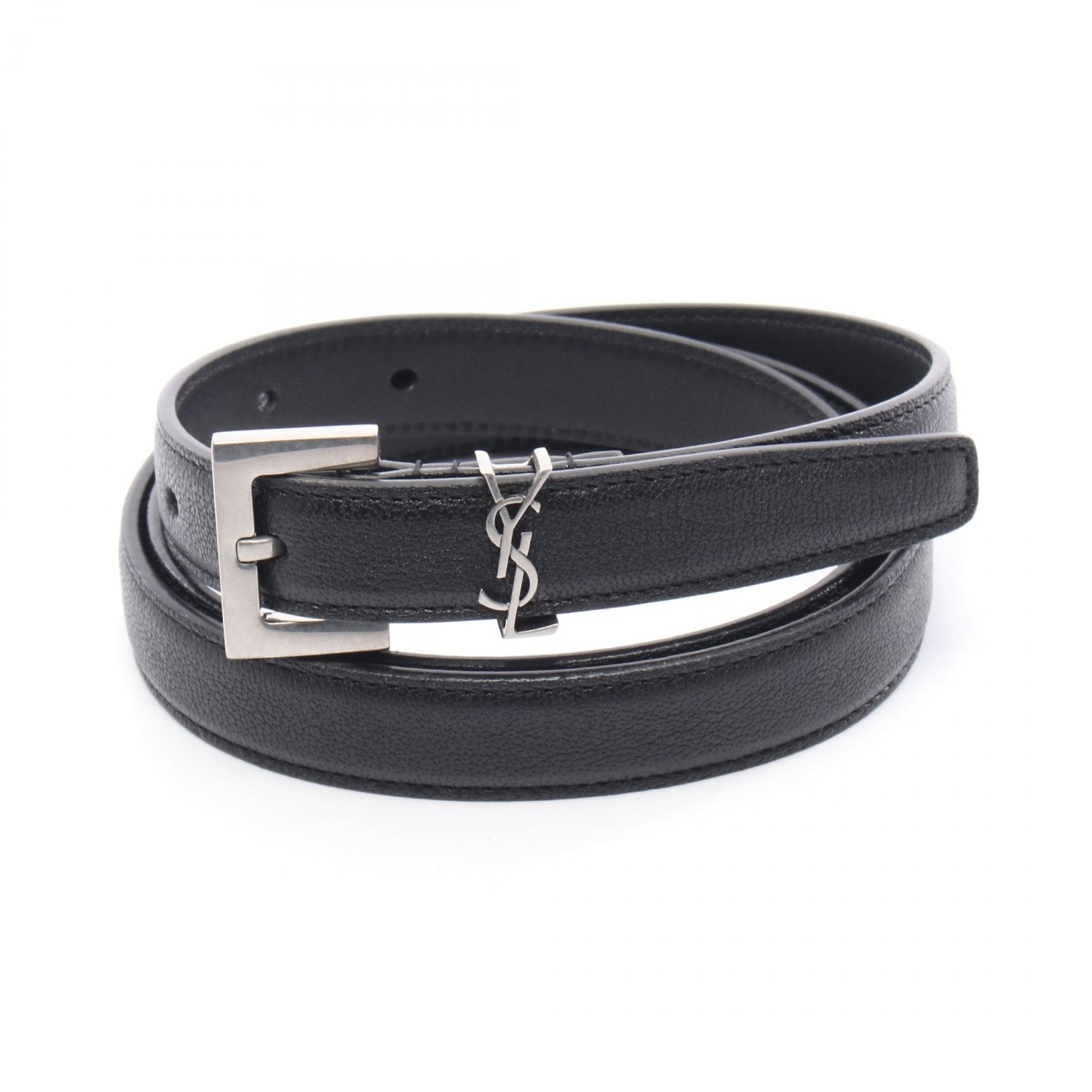 サンローランパリ SAINT LAURENT PARIS モノグラム ナロー ベルト 衣料品 レザー メンズ ブラック系 612616BRM0E1000100 【新品】