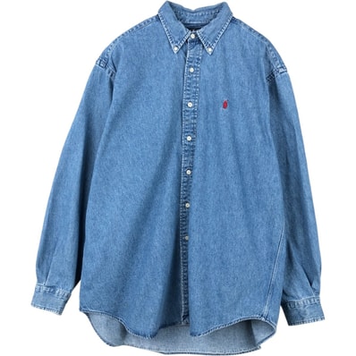 古着 ラルフローレン Ralph Lauren BLAKE 長袖 ボタンダウンデニムシャツ メンズL相当/eaa666517