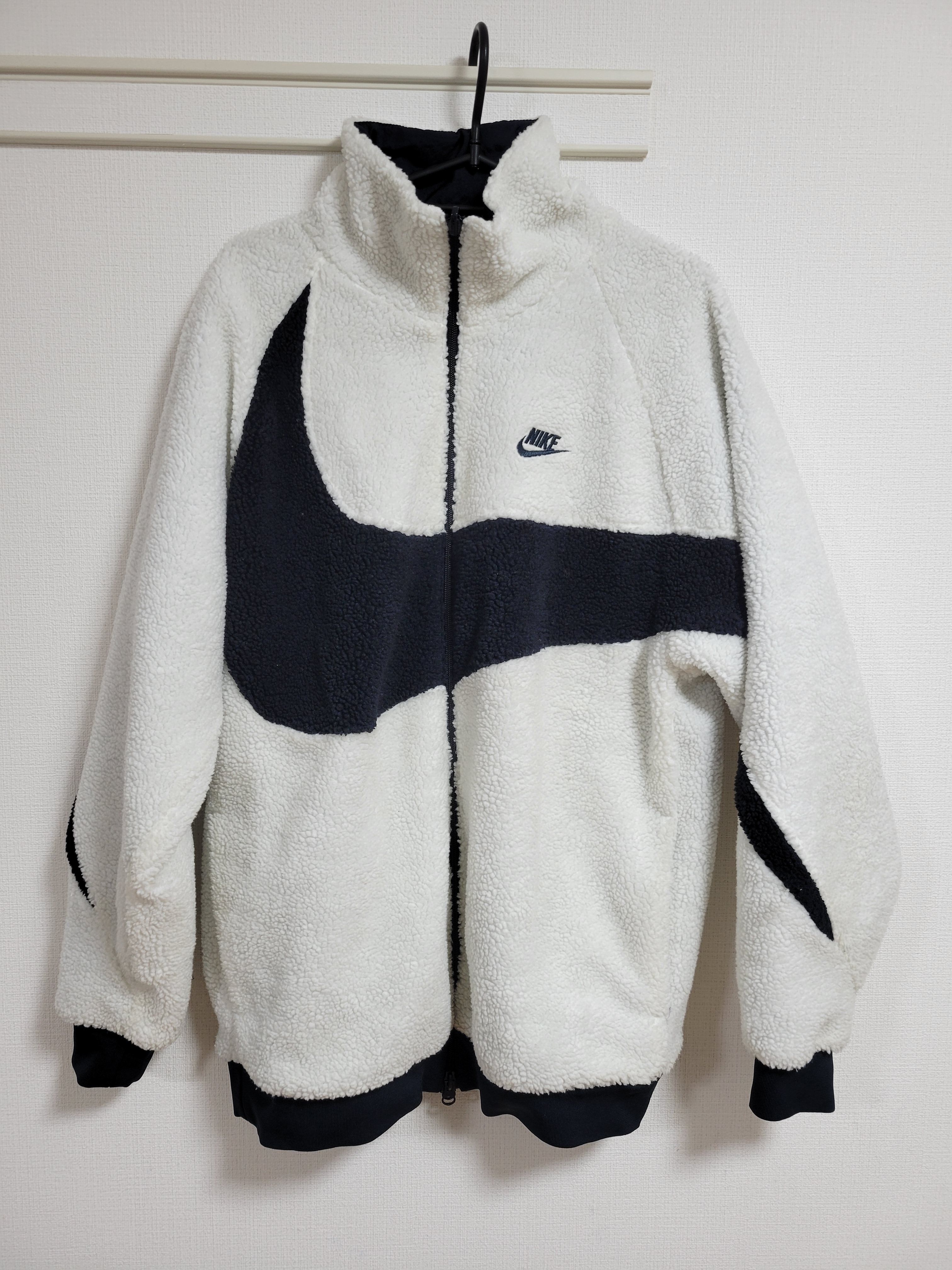 Nike Big Swoosh Reversible Boa Jacket "Sail/Dark Obsidian"
