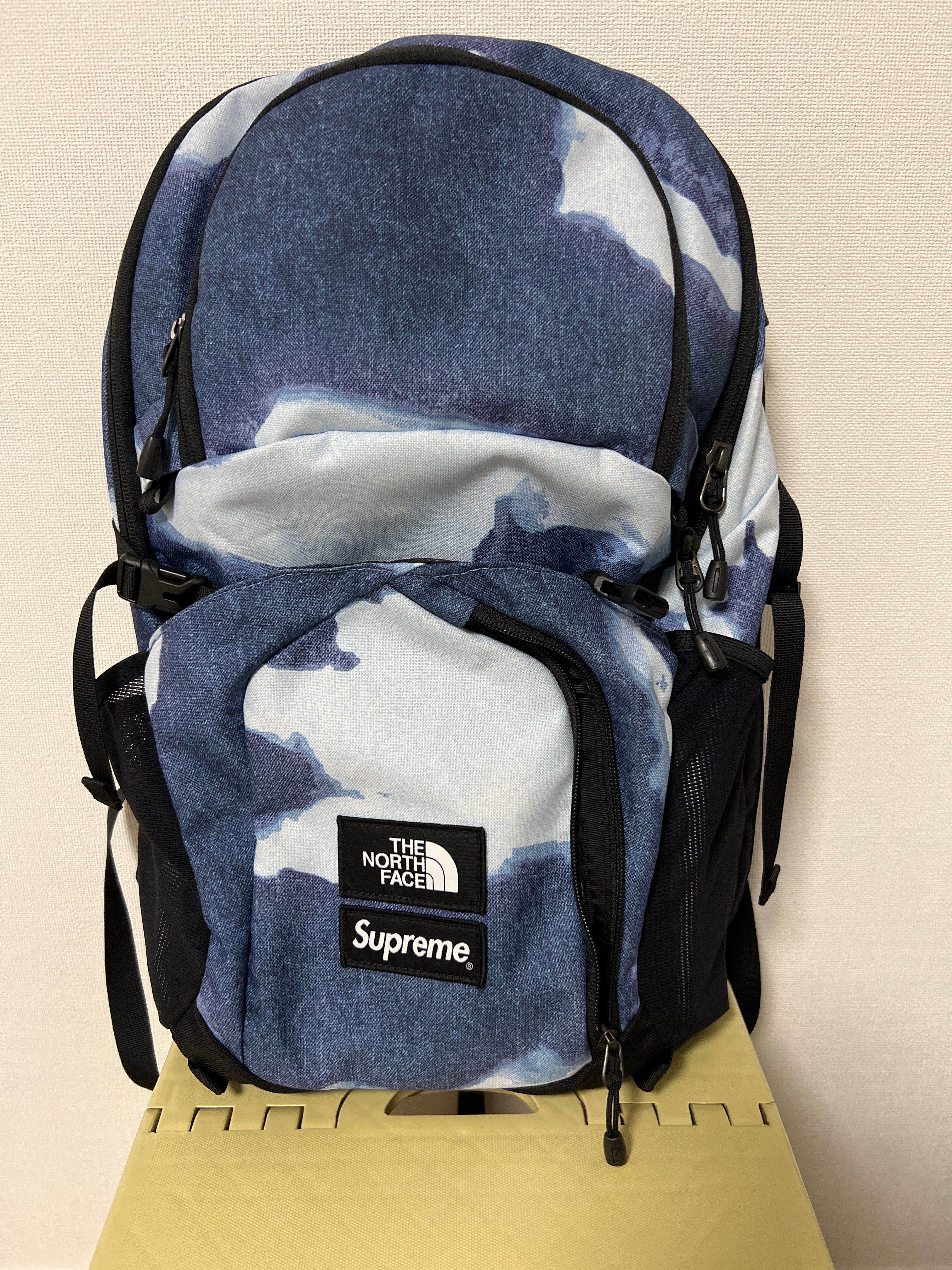 Supreme x The North Face Bleached Denim Print Pocono Backpack "Indigo"