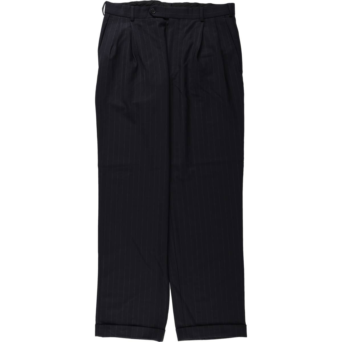 古着 ブルックスブラザーズ Brooks Brothers 346 ストライプ柄 ツータック ウールパンツ スラックス メンズw33相当/eaa678543