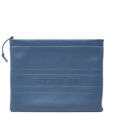 ディオール クラッチバッグ セカンドバッグ ブルー系 ゴールド レザー レディース Dior 【中古】
