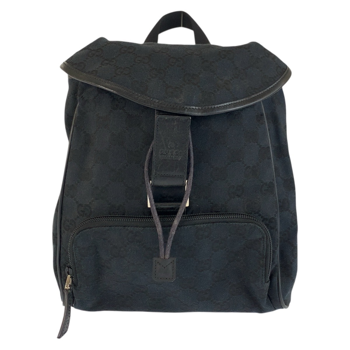 美品 GUCCI グッチ ブラック 黒 シルバー金具 GGキャンバス レザー/ リュックサック バックパック 604516 【中古】