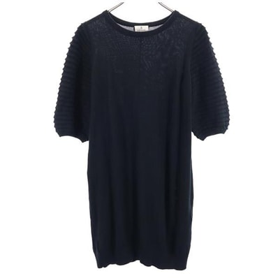 LANVIN en Bleu ランバンオンブルー ウールブレンド 半袖 ニット ワンピース 38 ブラック