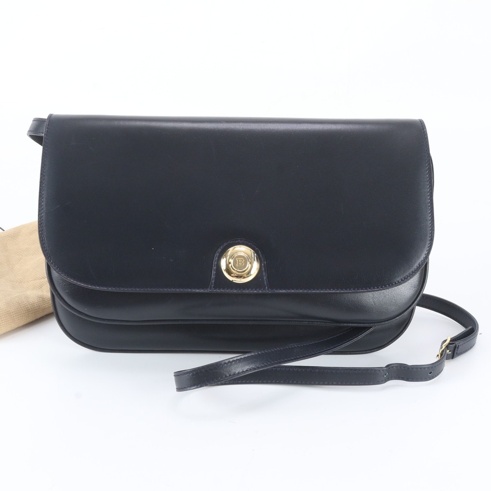 ■美品 バリー Bロゴ 金具 フラップショルダーバッグ レザー