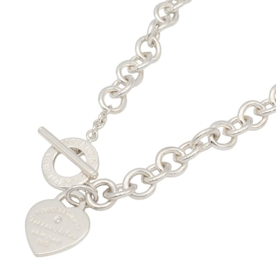 ティファニー TIFFANY&CO リターントゥティファニーハートタグネックレス ネックレス ジュエリー シルバー925 ダイヤモンド レディース シルバー系 【中古】