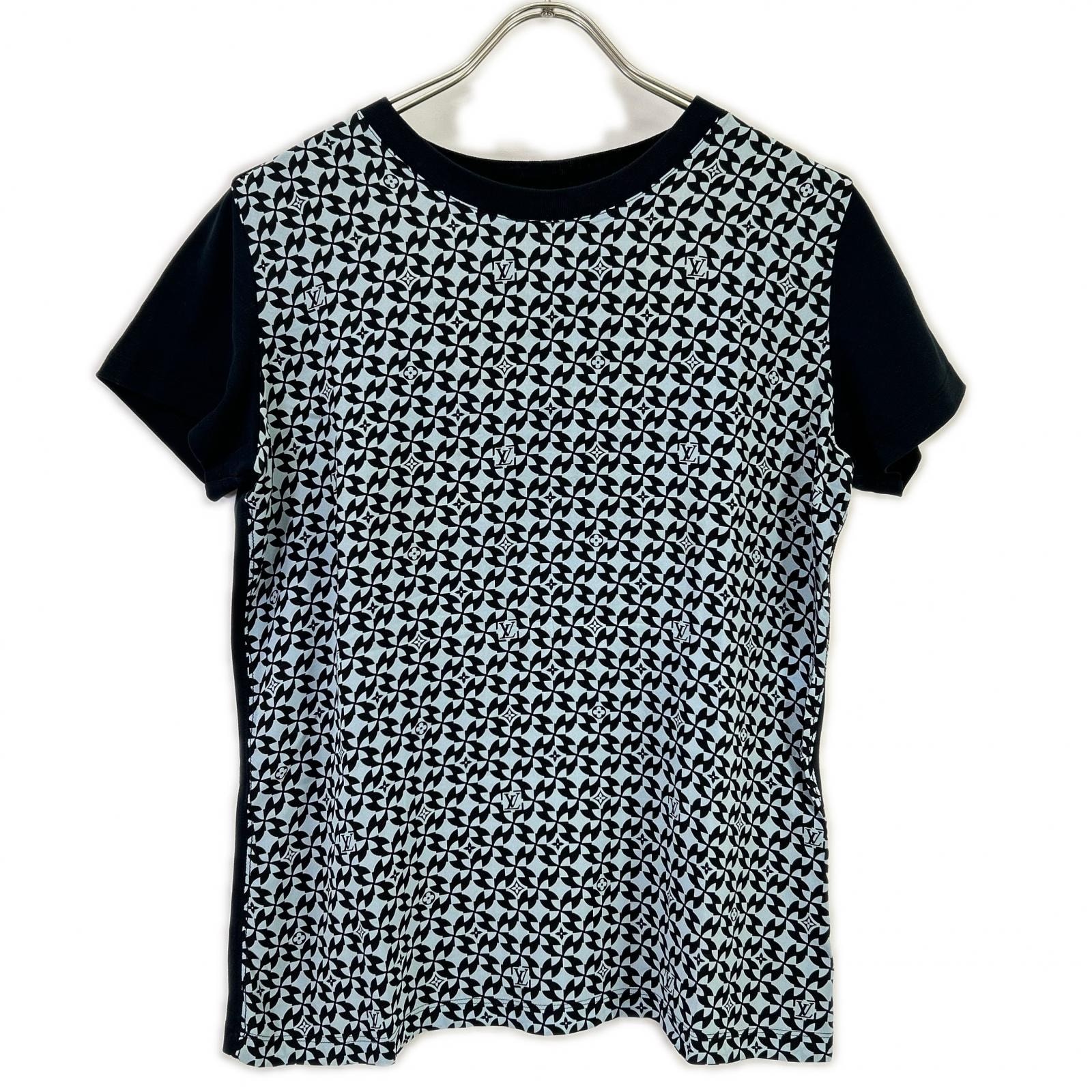 ルイヴィトン FBTS10X3G モノグラム総柄シルク切り替え半袖Tシャツ M