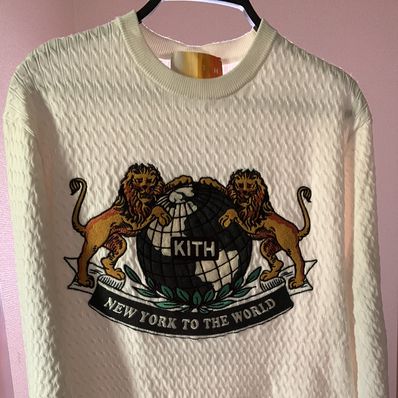 Kith NY To The World Cable Crewneck "Sandrift"
