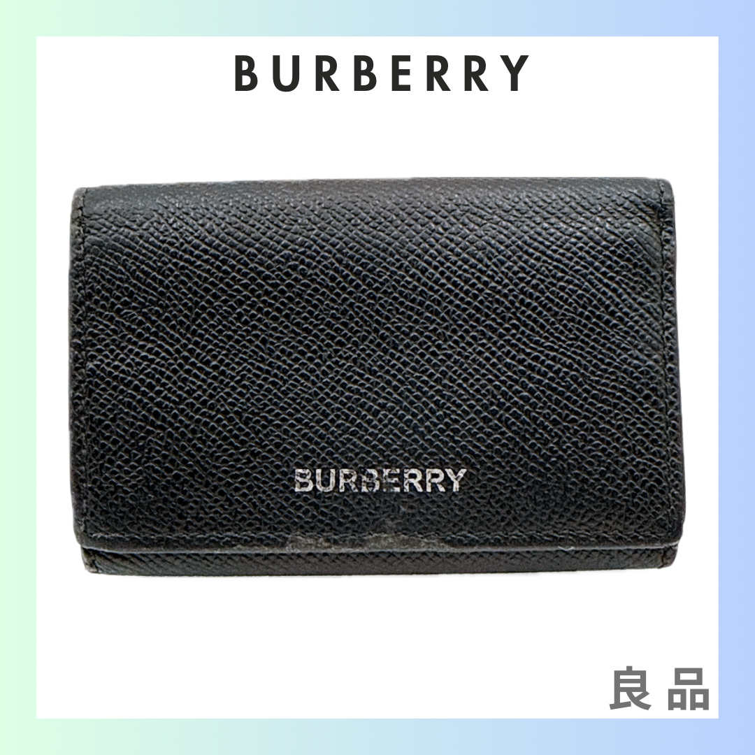 BURBERRY バーバリー レザー コンパクトウォレット 三つ折り財布 黒