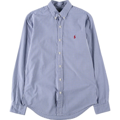 古着 ラルフローレン Ralph Lauren POLO by Ralph Lauren SLIM FIT ギンガムチェック 長袖 ボタンダウンチェックシャツ メンズS相当/eaa620533