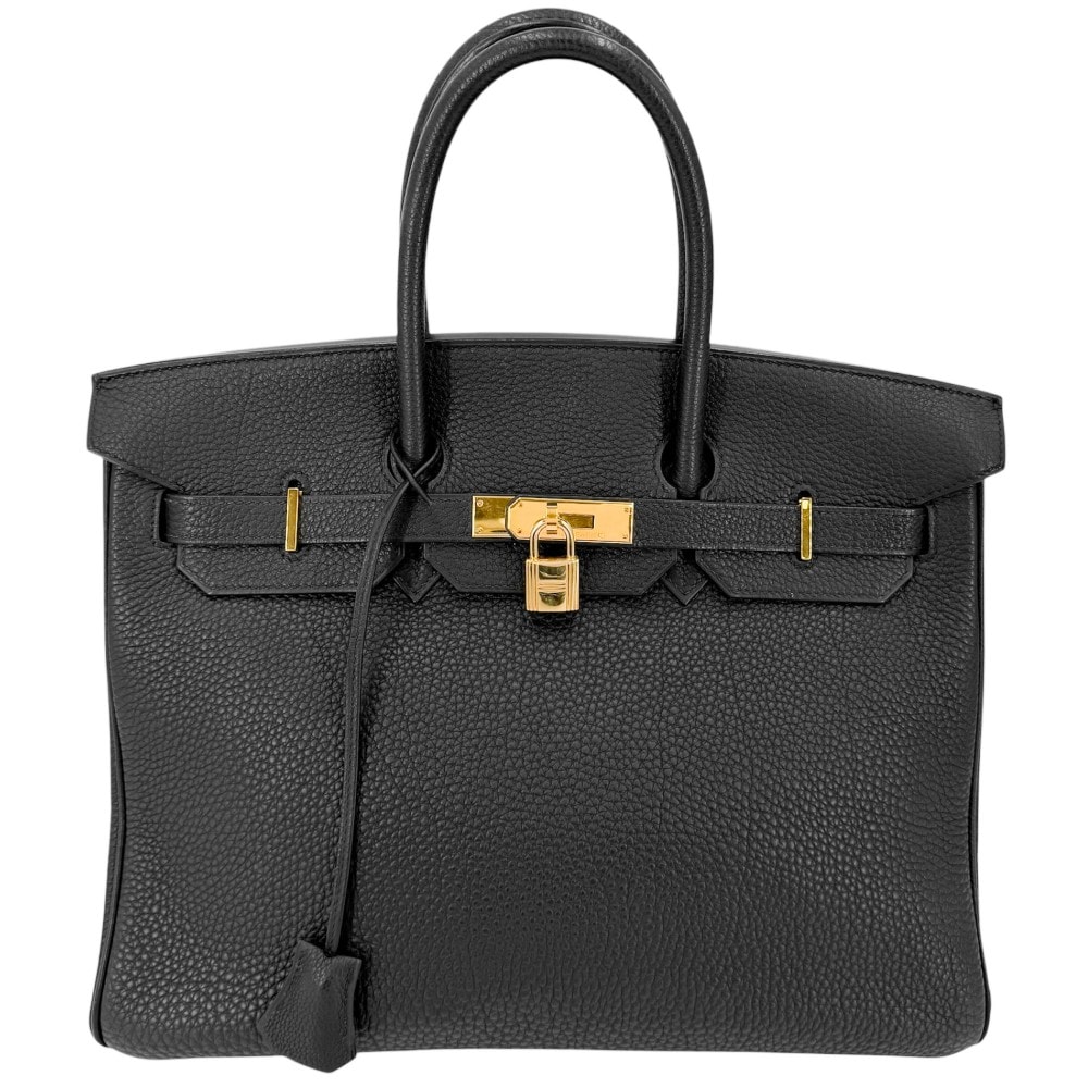 HERMES エルメス ハンドバッグ 内縫い バーキン35 □E刻印 レザー    ブラック 黒 ゴールド金具 レディース 2001年【中古品】