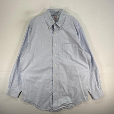 古着 ブルックスブラザーズ Brooks Brothers 長袖シャツ ボタンダウン MADISON 胸ポケ M ブルー系 ストライプ メンズ