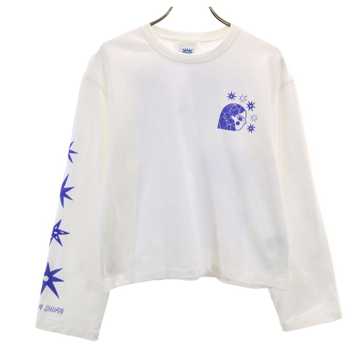 美品 ZARA ザラ AGUSTINA SHUAN アグスティーナ シュアン コラボ バックプリント 長袖 クロップド丈 Tシャツ S ホワイト ロンT