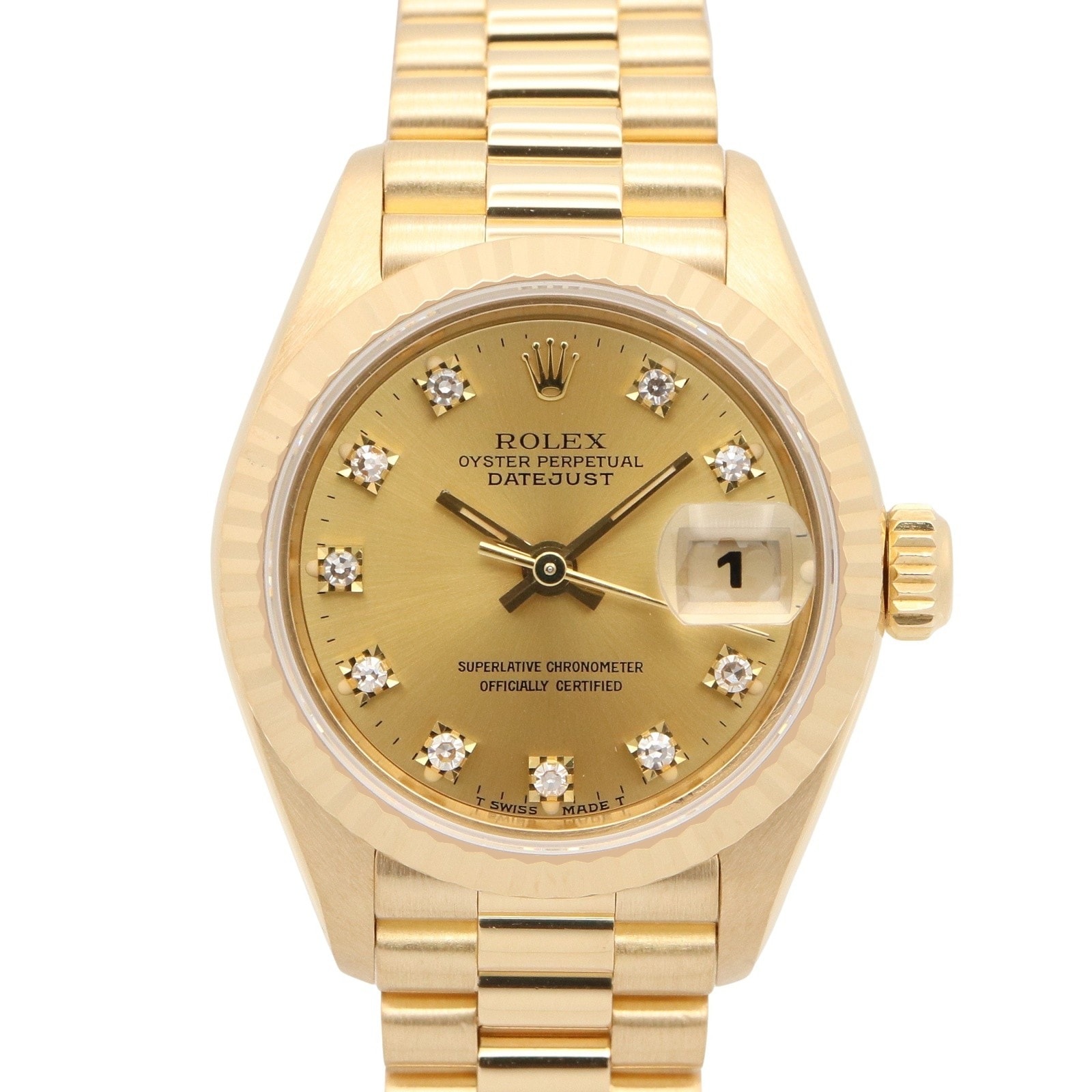 ロレックス ROLEX デイトジャスト 10Pダイヤ L番 腕時計 時計 K18(イエローゴールド) ダイヤモンド レディース ゴールド系 シャンパン/旧ダイヤ 69178G 【中古】