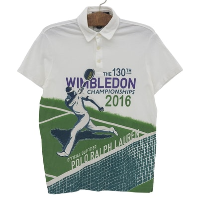 ポロ ラルフローレン コットン Wumbledon Canmpionships 2016 グラフィック ポロシャツ メンズ ホワイト M 779895751001 M