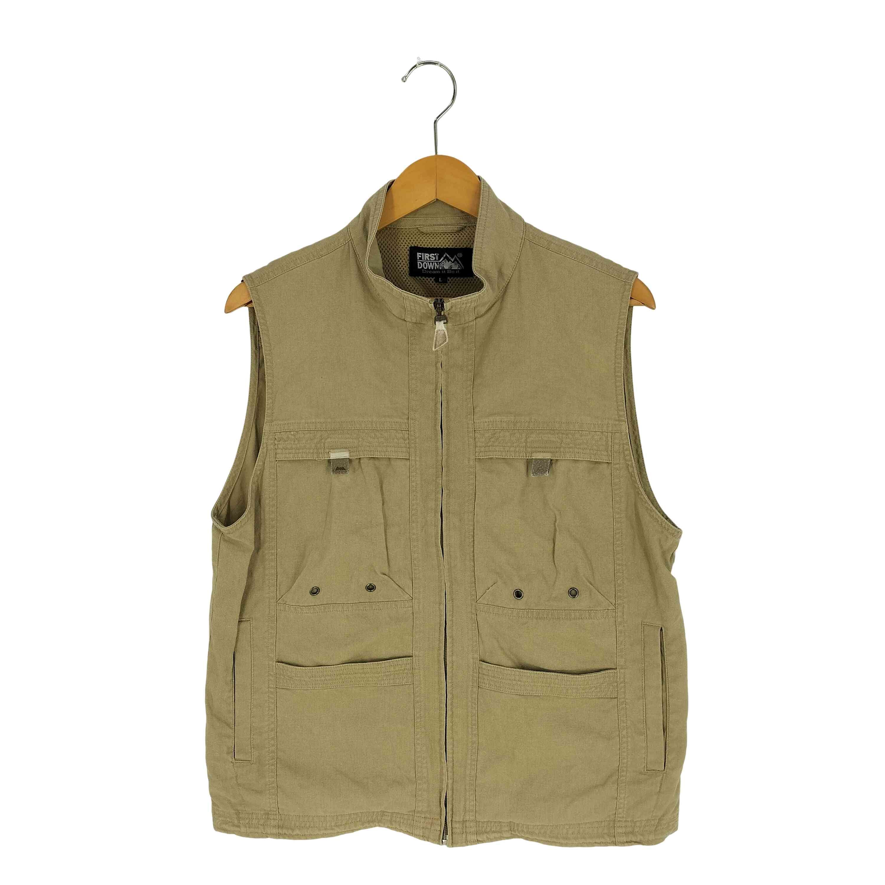 リネンコットン 裏地メッシュ ハンティングベスト【1141284764185】