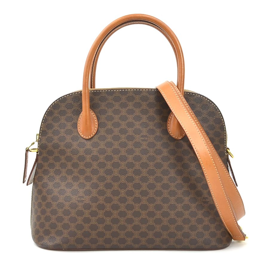 セリーヌ CELINE ハンドバッグ ショルダーバッグ マカダム PVCコーティングキャンバス/レザー ブラウン レディース【中古】 56874i