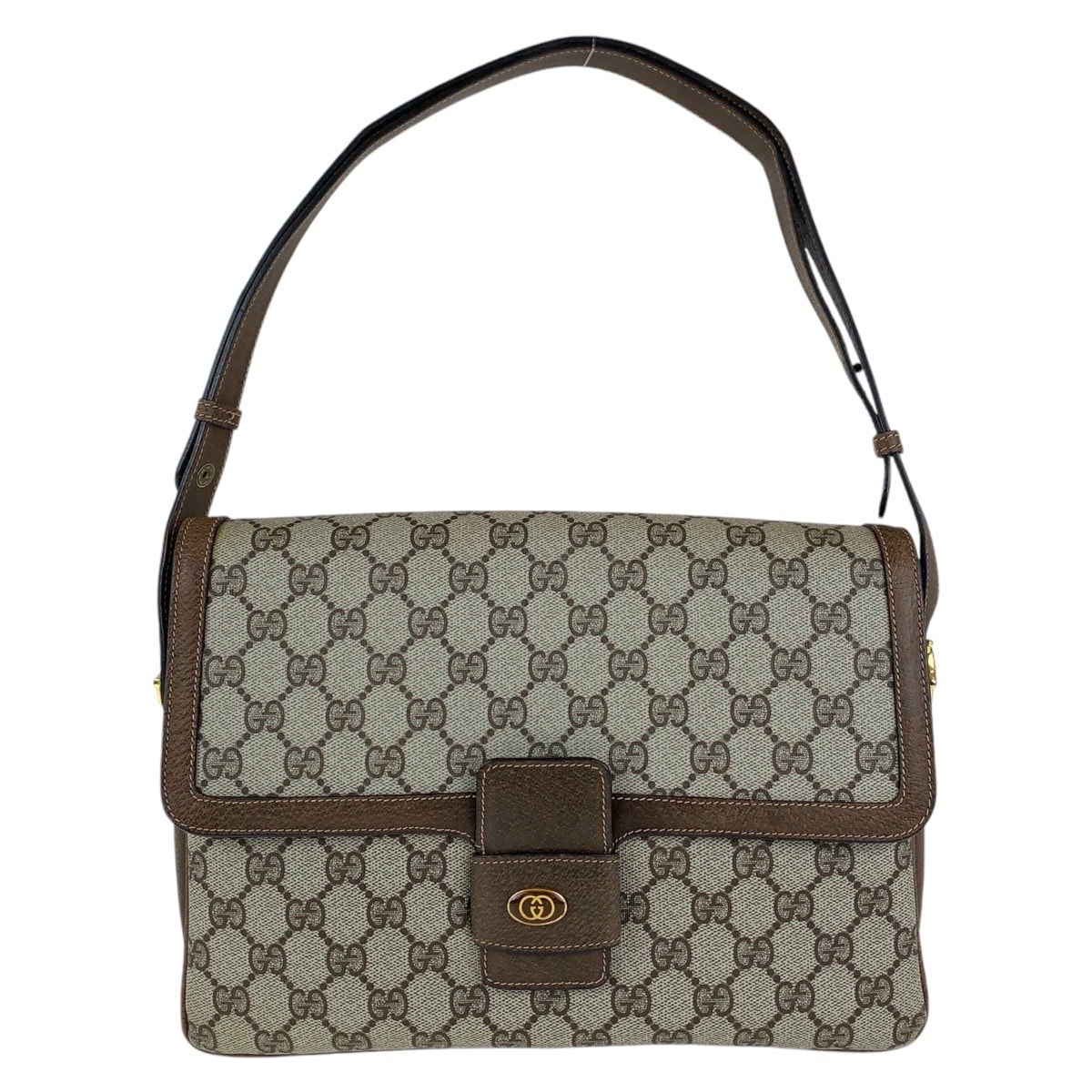 GUCCI グッチ オールドグッチ ブラウン ゴールド金具 GGスプリームキャンバス レザー/ ショルダーバッグ ポシェット 503604 【中古】