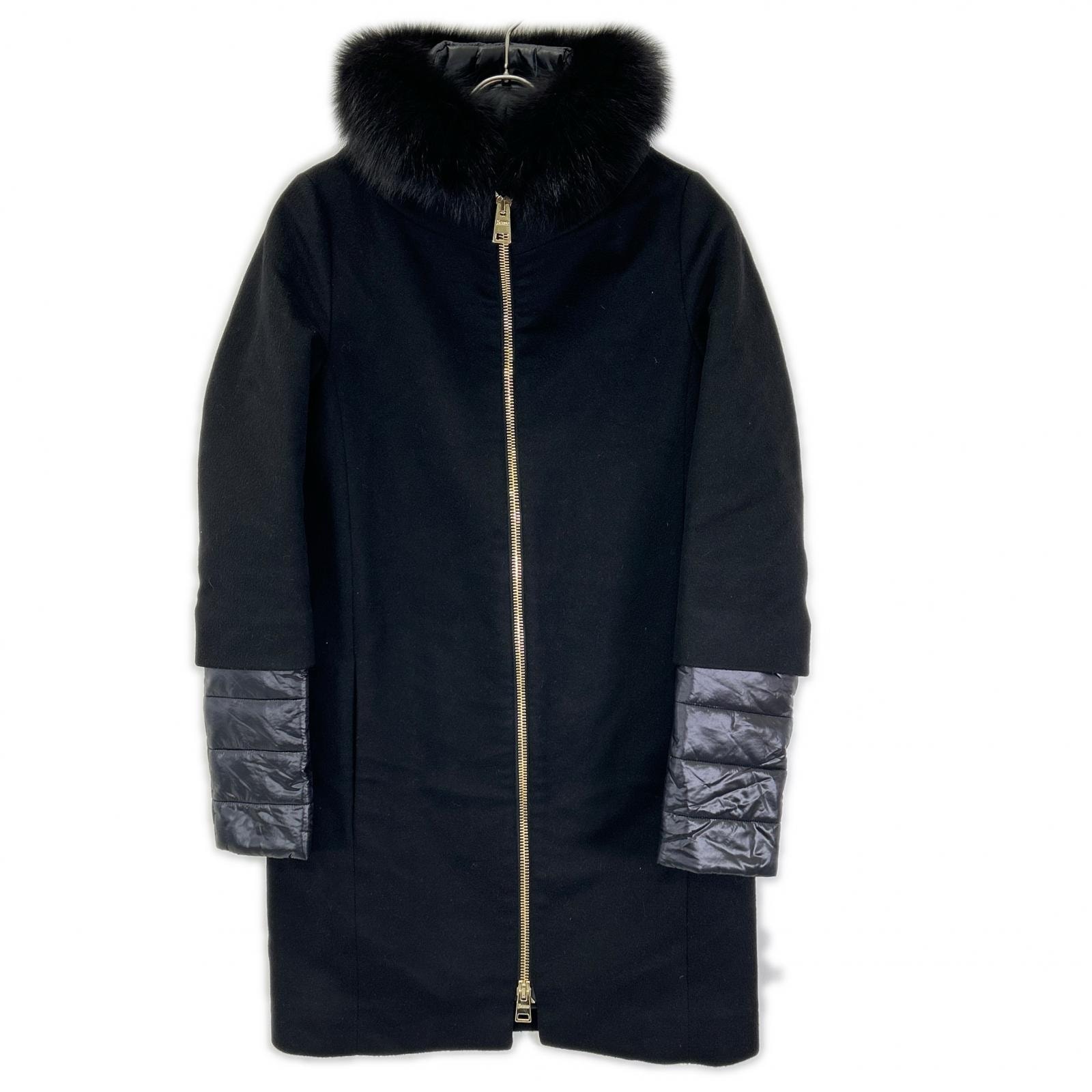 ヘルノ 37722-34370-3 カシミア ファー インナー ベスト付き ロングコート 38