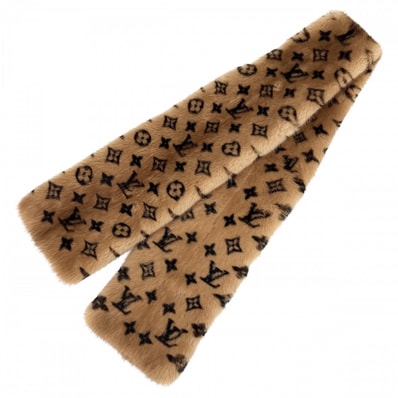 LOUIS VUITTON ルイヴィトン マフラー モノグラム エシャルプヴィゾン 防寒具 ファッションアイテム M72245 ミンク ブラウン 茶 レディース 秋 冬 美品【中古品】