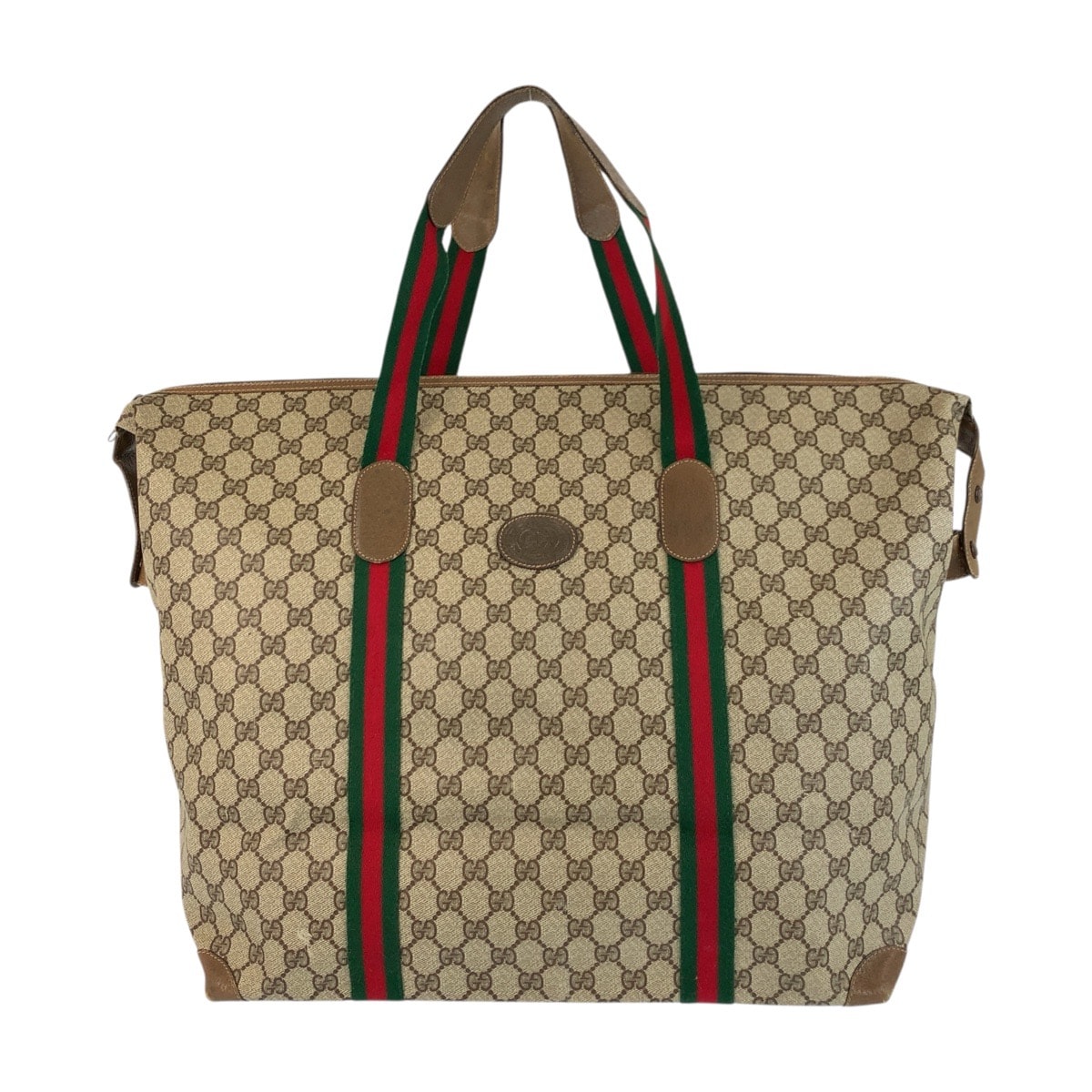 GUCCI グッチ ヴィンテージ シェリーライン オールドグッチ ブラウン ベージュ GGスプリームキャンバス レザー/ ボストンバッグ トラベルバッグ 503794 【中古】