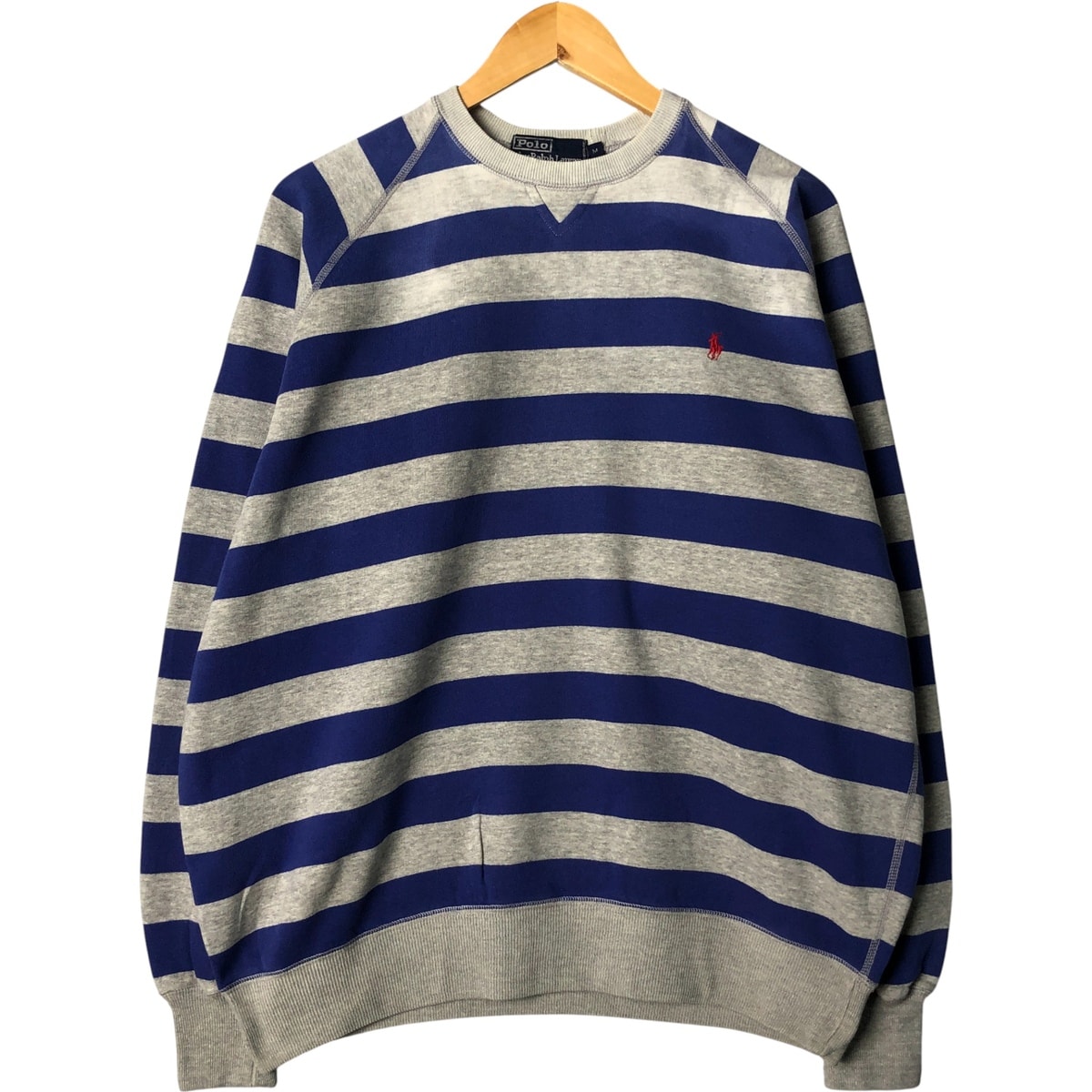 古着 Ralph Lauren POLO by Ralph Lauren ボーダー柄 ワンポイントロゴスウェットシャツ トレーナー メンズM相当/eaa587077