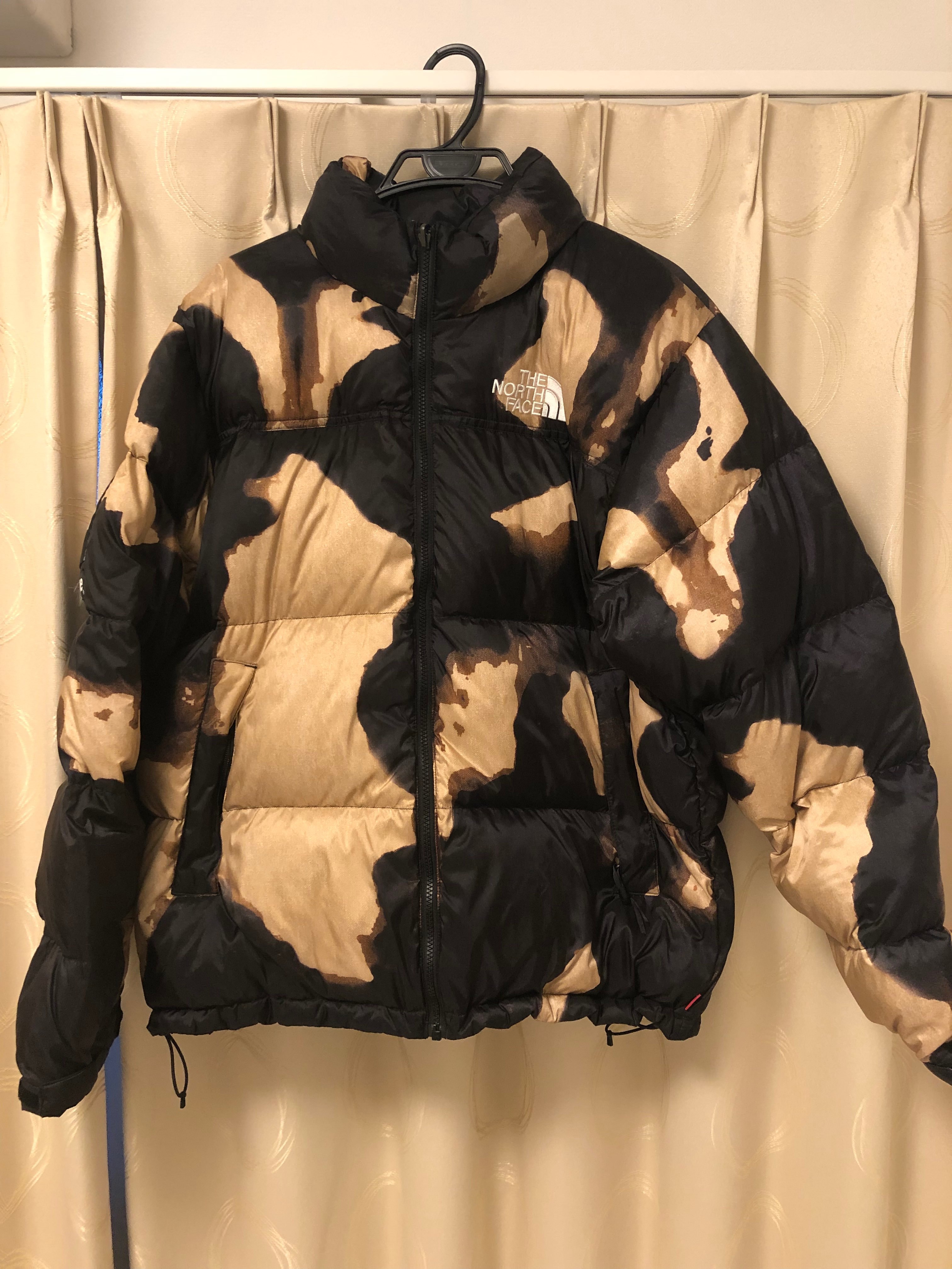 Supreme x The North Face Bleached Denim Print Nuptse Jacket "Black"