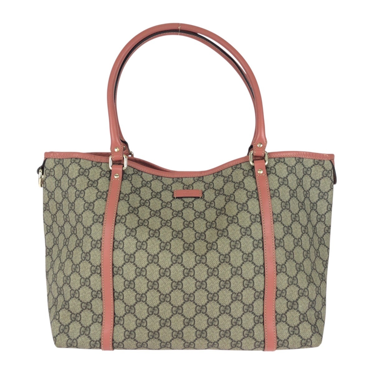 美品 GUCCI グッチ ピンク グレー ゴールド金具 GGスプリームキャンバス レザー/ トートバッグ ショルダーバッグ 505715 【中古】