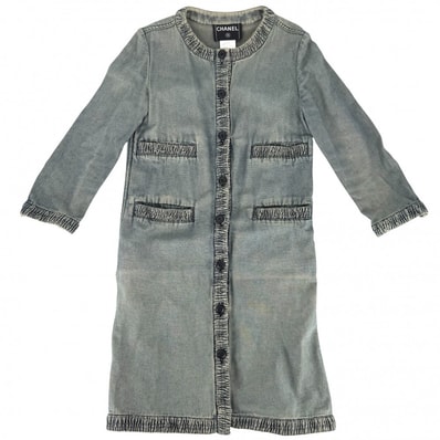 CHANEL シャネル デニムジャケット ロングジャケット アパレル 服 アウター 40 インディゴ コットン レディース 春 秋【中古品】