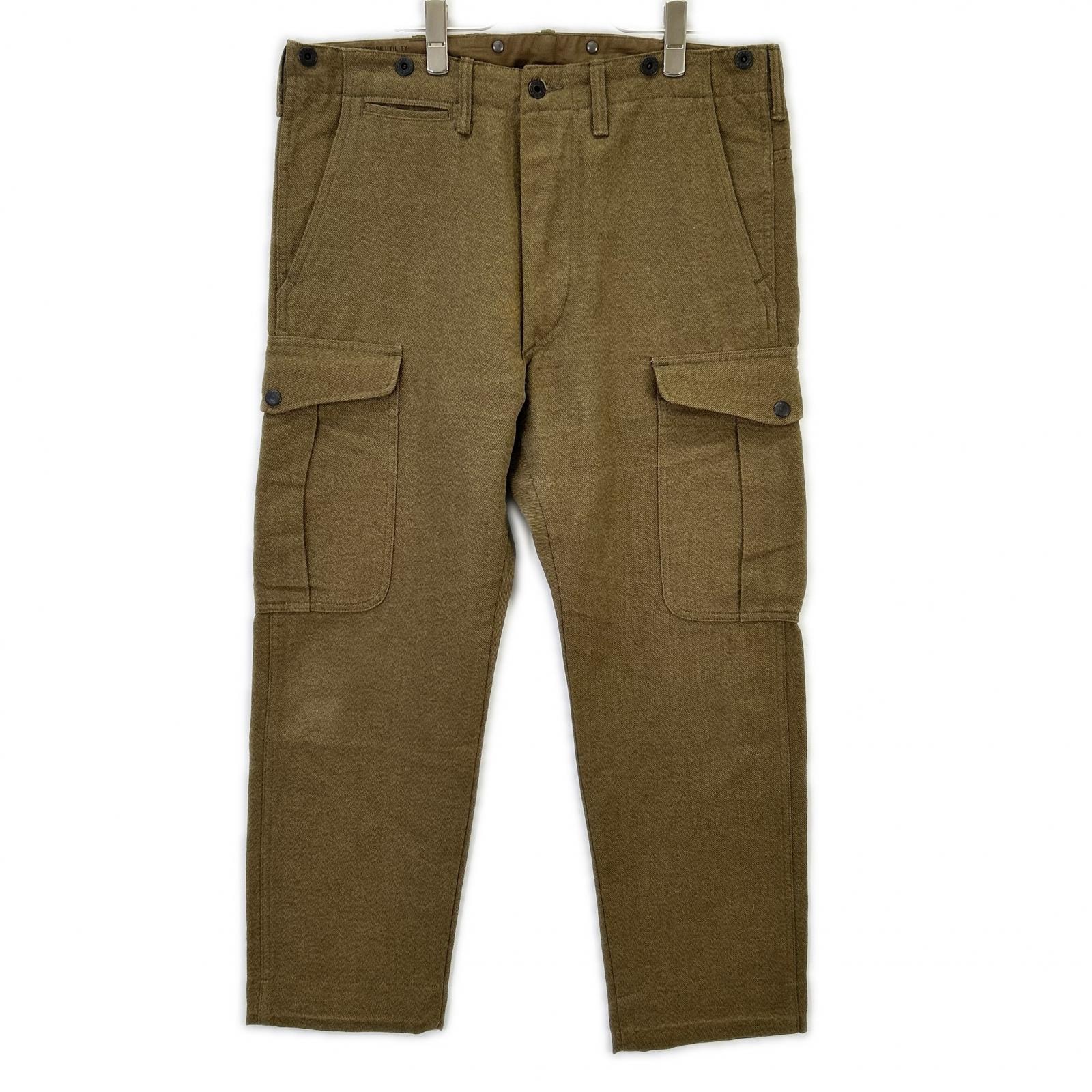 ダブルアールエル カーキ Hudson Twill Cargo Trousers/コットンリネンウール ツイルカーゴパンツ 34/32