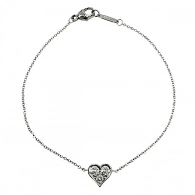 TIFFANY&Co. ティファニー ブレスレット センチメンタルハート ジュエリー アクセサリー Pt950プラチナ ダイヤモンド レディース 約2.5g 美品【中古品】