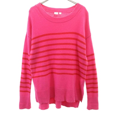 GAP ギャップ ボーダー柄 長袖 ニット S ピンク セーター