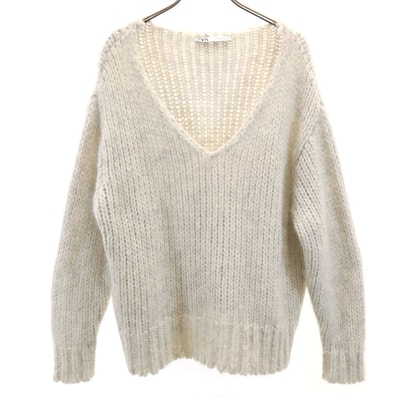 ZARA ザラ アルパカブレンド 長袖 Vネック セーター L グレー系 ニット