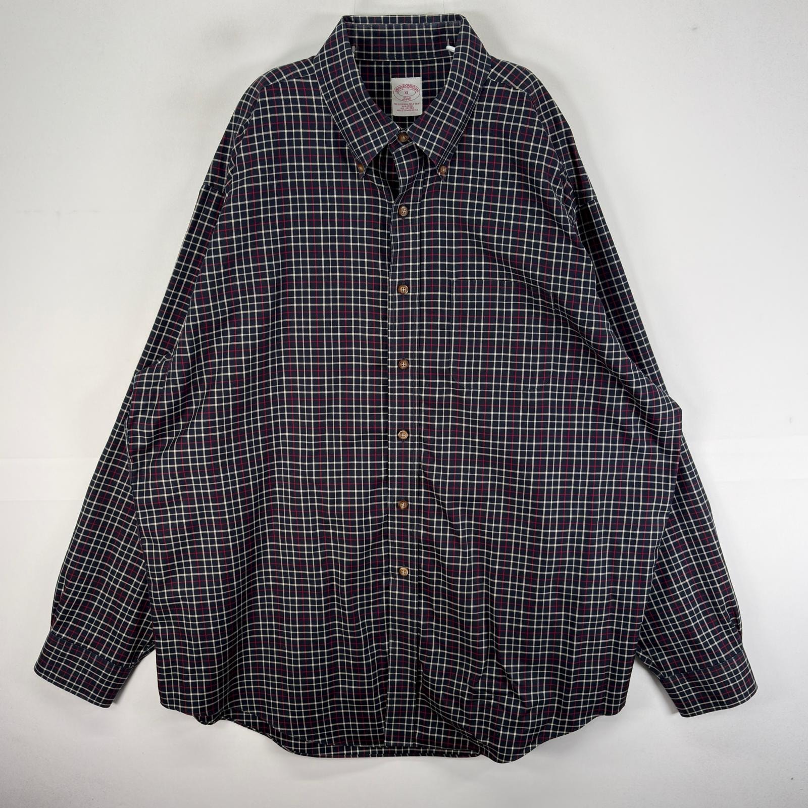 古着 ブルックスブラザーズ Brooks Brothers 長袖シャツ ボタンダウン 346 XL ネイビー系 チェック メンズ