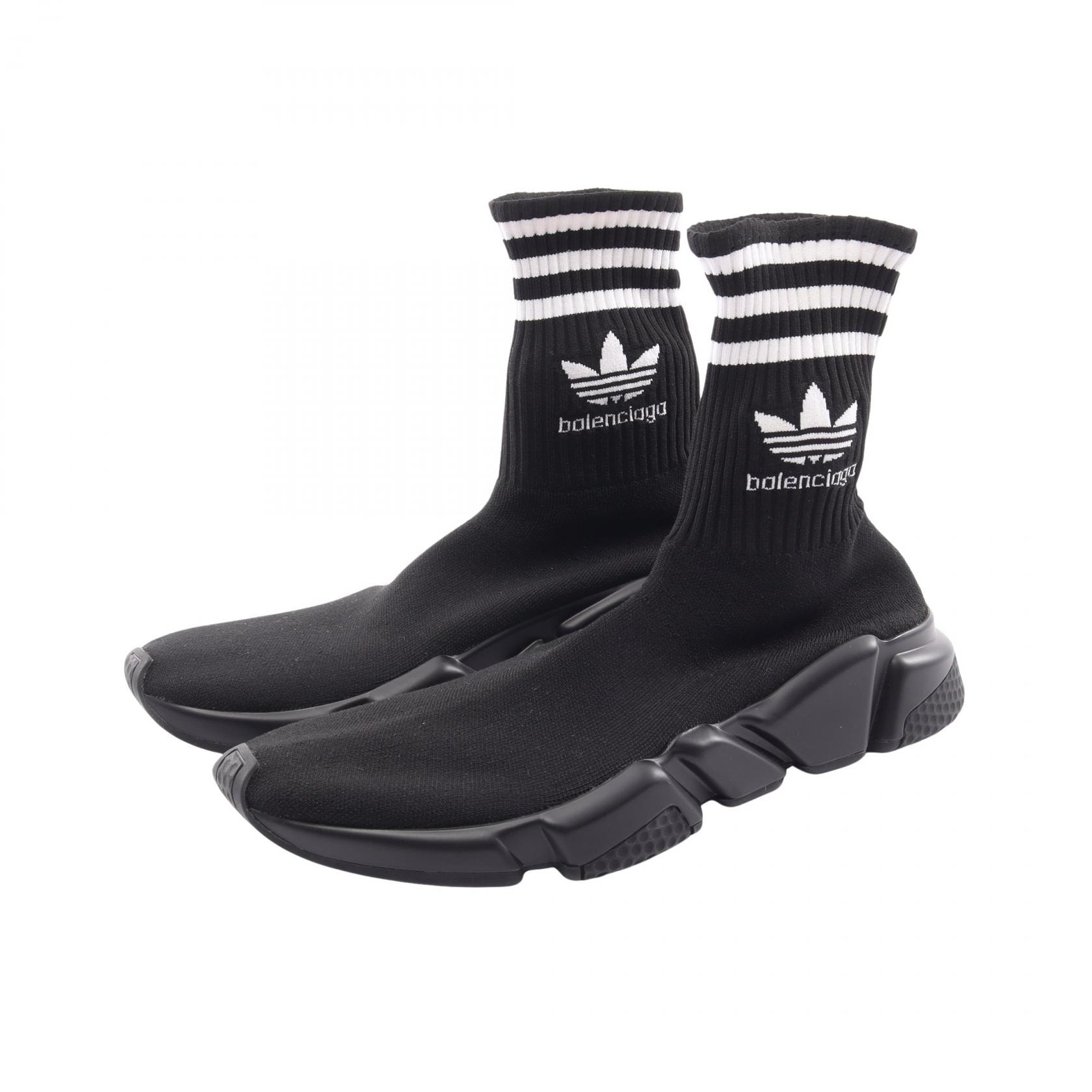 バレンシアガ BALENCIAGA BALENCIAGA × adidas スピードトレーナー ソックス スニーカー 靴 キャンバス メンズ ブラック系 / ホワイト系 717591 【中古】
