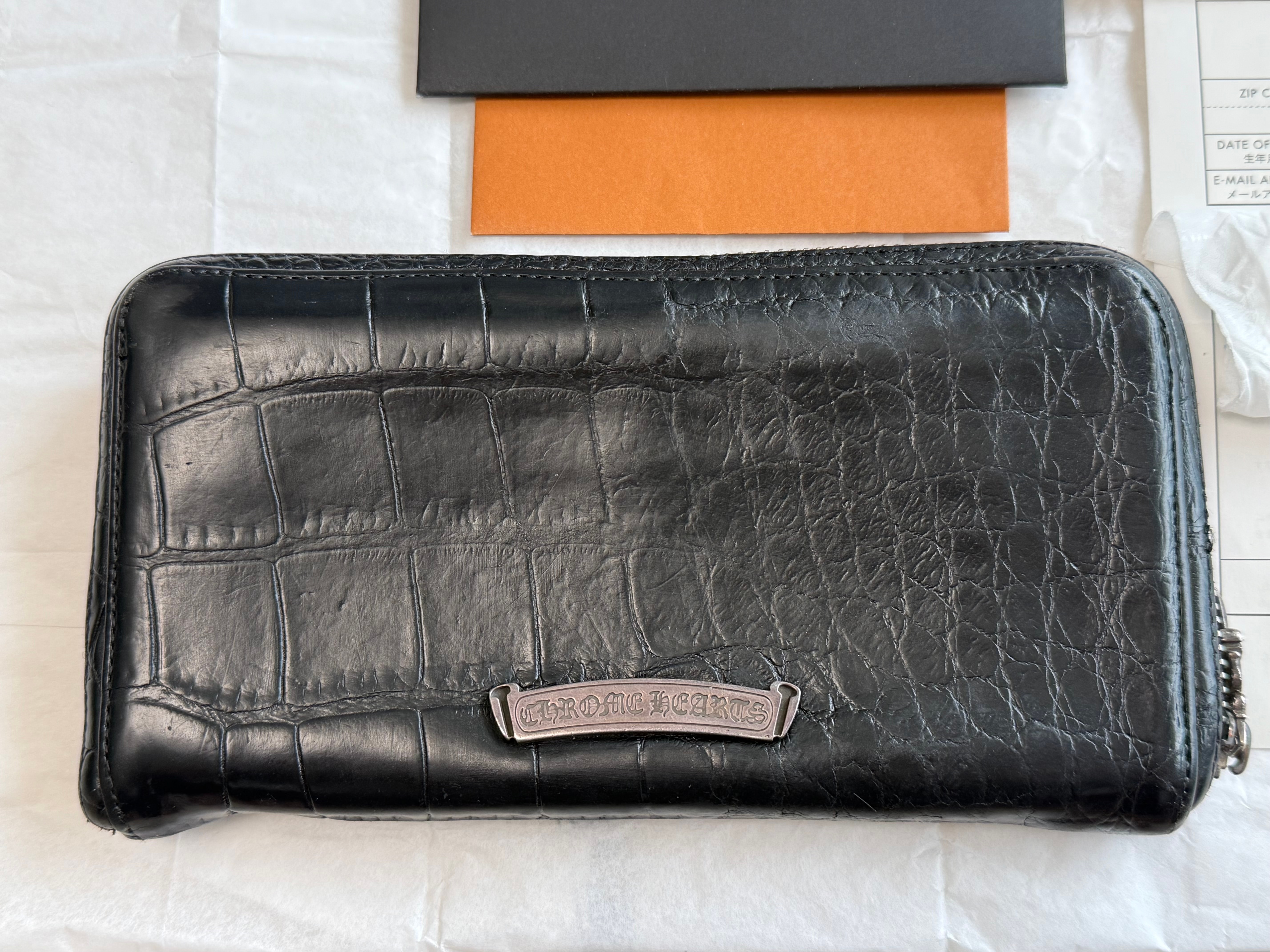 美品!正規品 クロムハーツ アリゲータースクロールラベルウォレット 財布