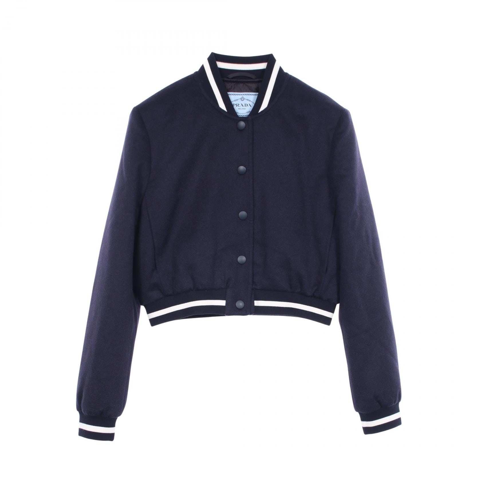 プラダ PRADA ブルゾン 衣料品 アウター キャメル レディース ネイビー系 / ホワイト系 【中古】