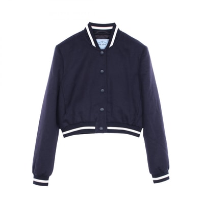 プラダ PRADA ブルゾン 衣料品 アウター キャメル レディース ネイビー系 / ホワイト系 【中古】
