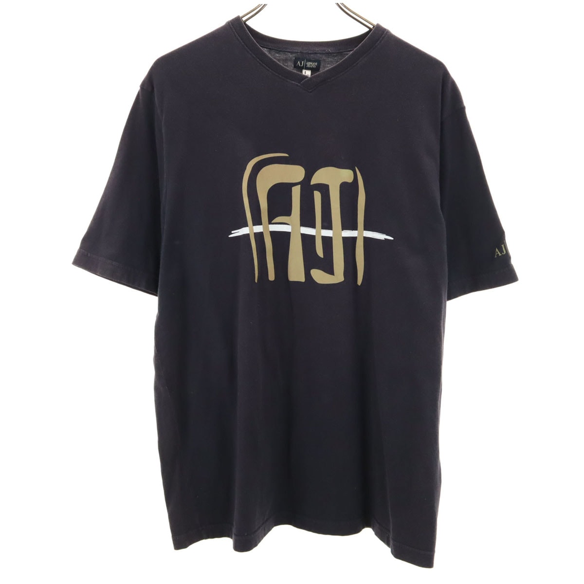 ARMANI JEANS アルマーニジーンズ イタリア製 半袖 Vネック Tシャツ L チャコールネイビー