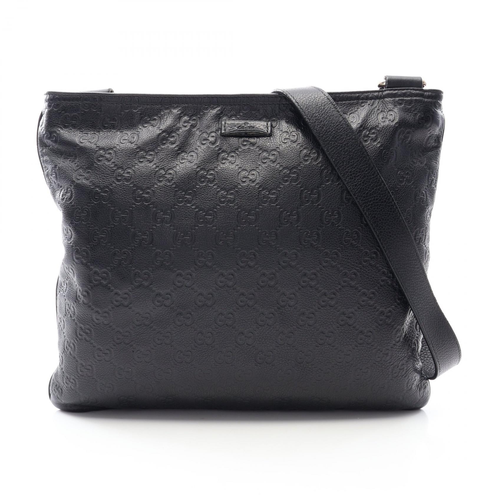 グッチ GUCCI グッチシマ ショルダーバッグ バッグ レザー メンズ レディース ブラック系 201446 【中古】