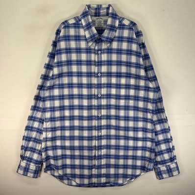 古着 ブルックスブラザーズ Brooks Brothers 長袖シャツ ボタンダウン 1818 M ブルー系 チェック メンズ