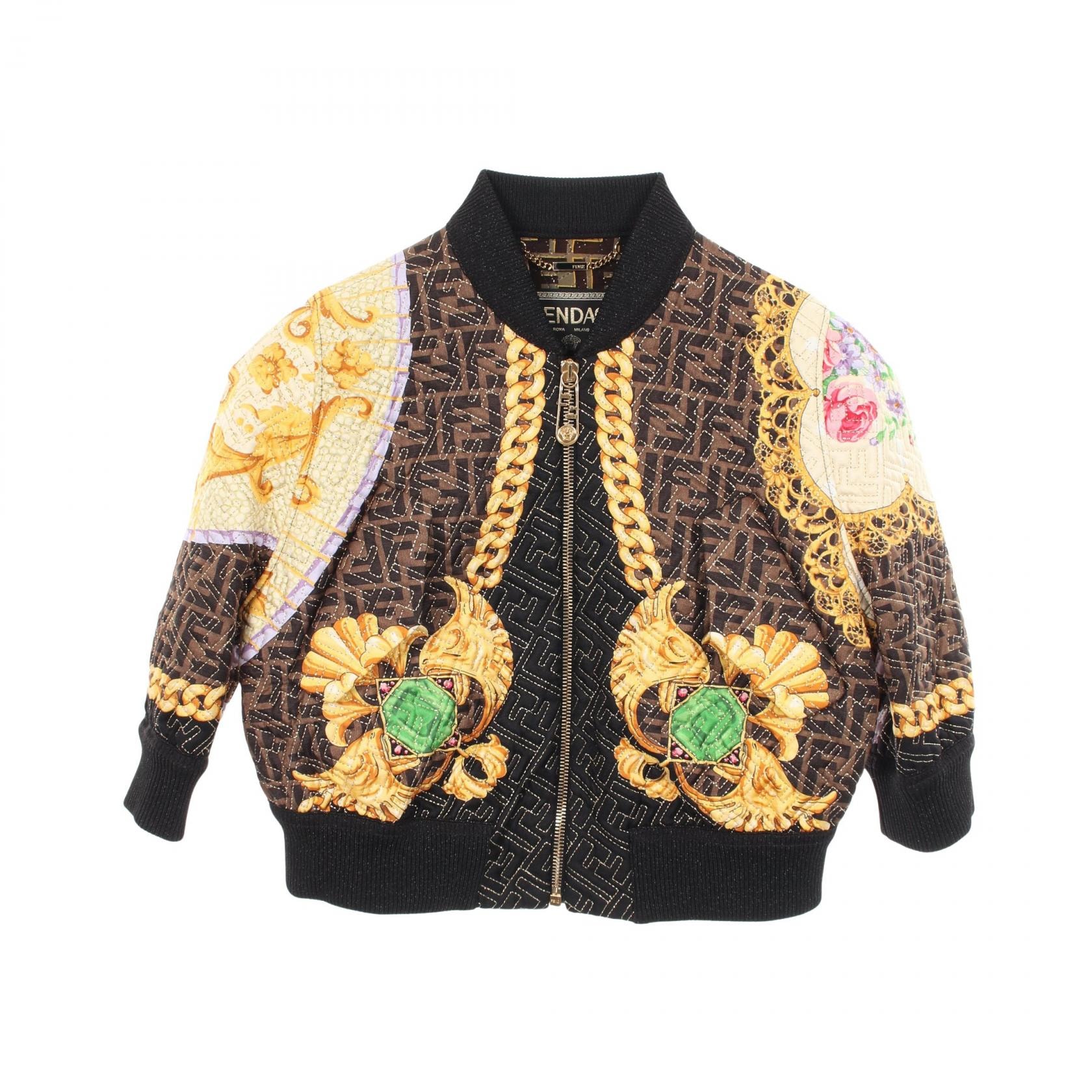 フェンディ FENDI FENDI × VERSACE FENDACE ズッカ柄 ブルゾン 衣料品 アウター シルク ポリエステル レディース ブラウン系 / ブラック系 / マルチカラー FJ7258 【中古】