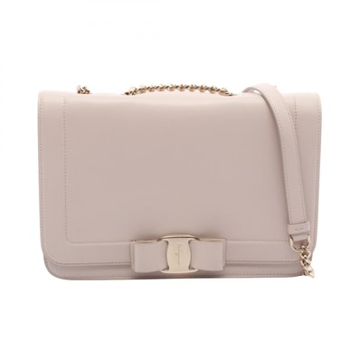 サルヴァトーレフェラガモ Salvatore Ferragamo ヴァラリボン ショルダーバッグ バッグ レザー レディース ベージュ系 【中古】